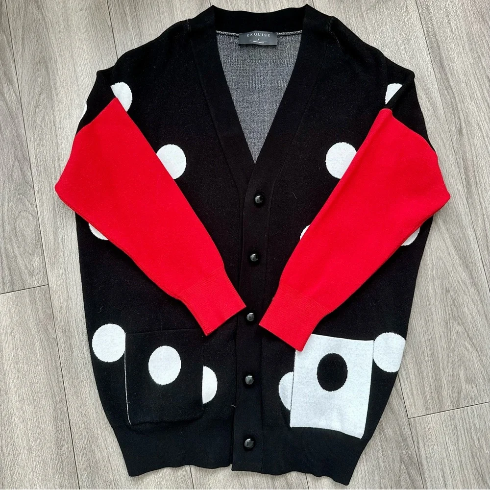 Exquise Polka Dot Patterned Knitwear Cardigan